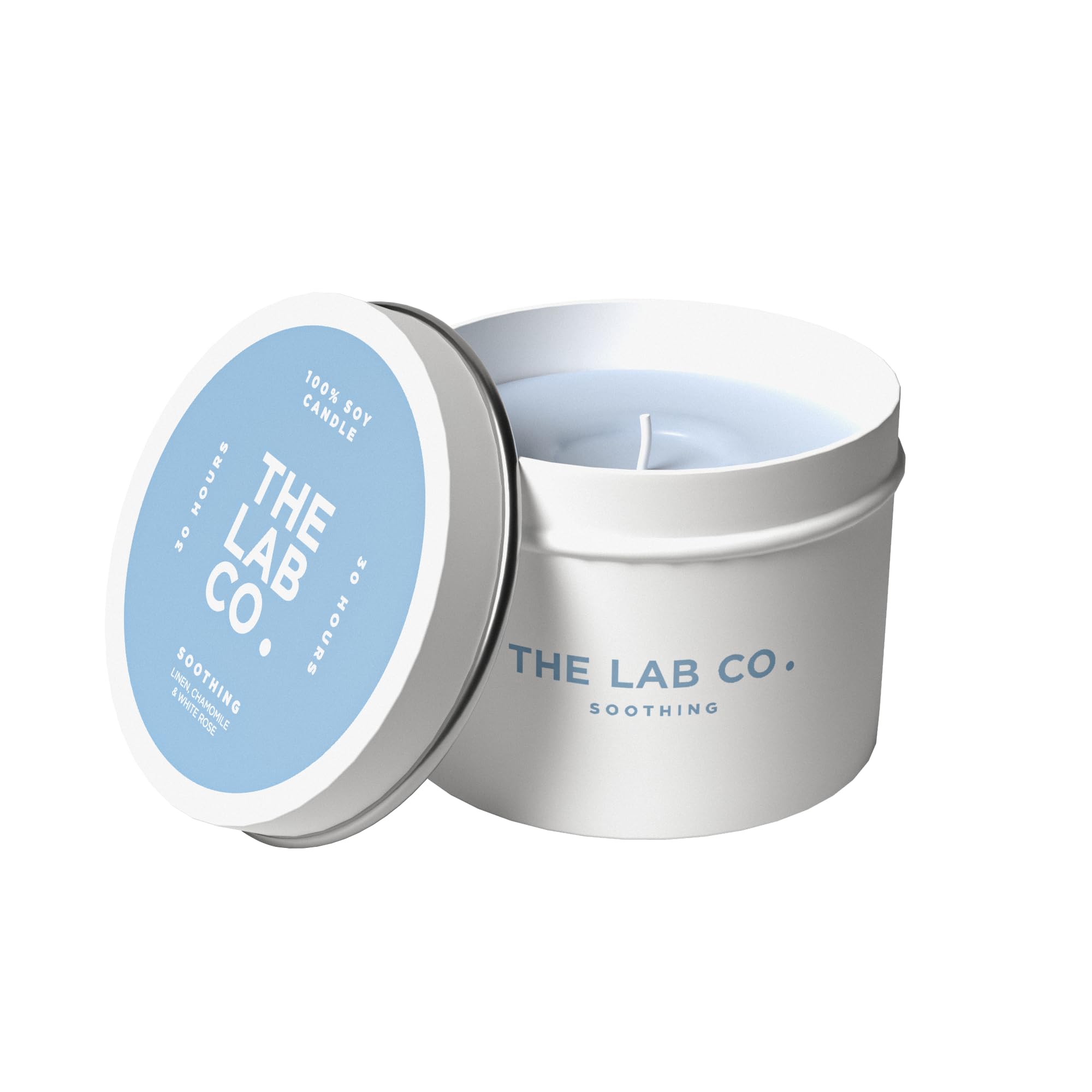 The Lab Co. Blue Luxury Scented Candle | 30Hrs Burn Time | Soothing Fragrance With Linen, Chamomile And White Rose | 100% Vegan Soy Wax | 180G Wax Weight
