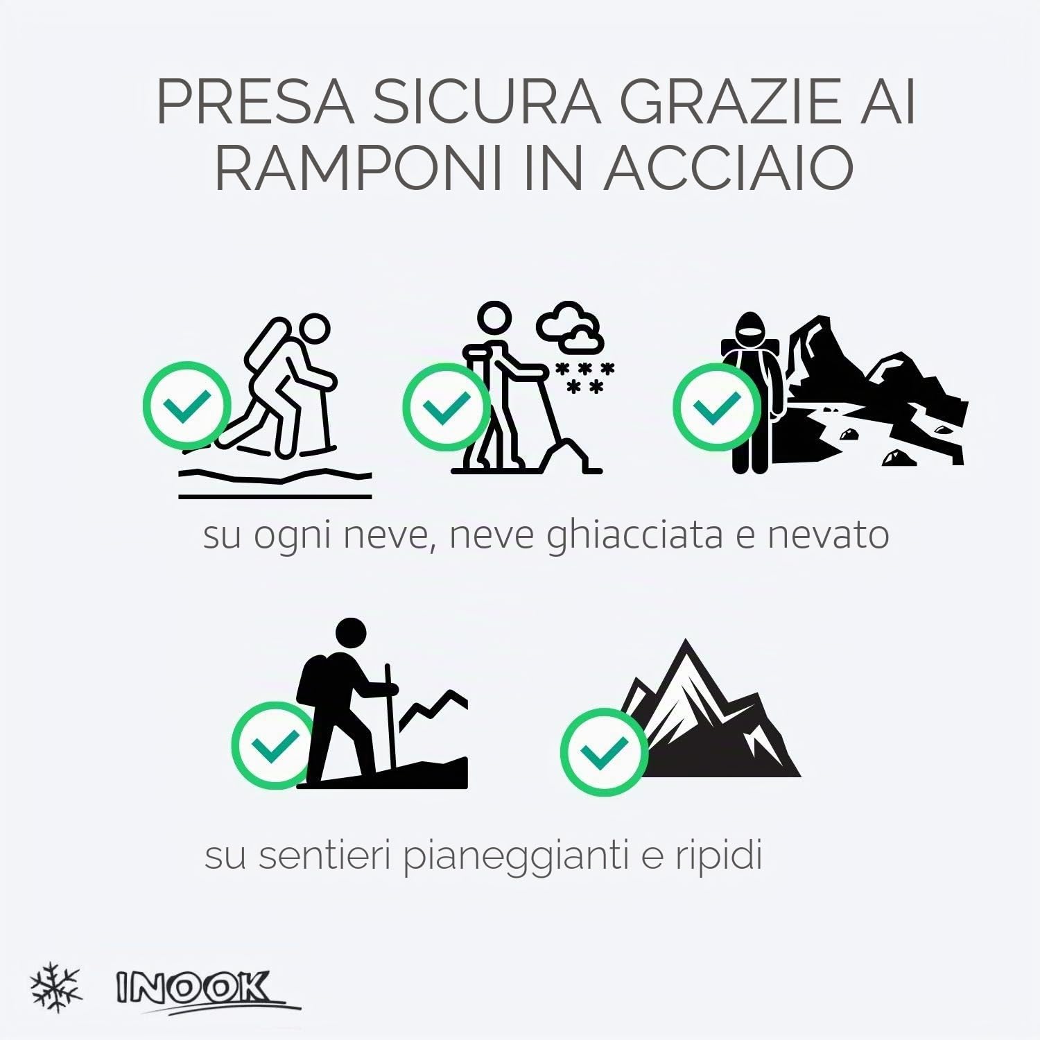 Inook Odyssey - Racchette da Neve con Supporto per Sbarra, Set di Racchette da Neve con Pratica Borsa per Il Trasporto, Misura Regolabile Individualmente e Molte funzioni brevettate