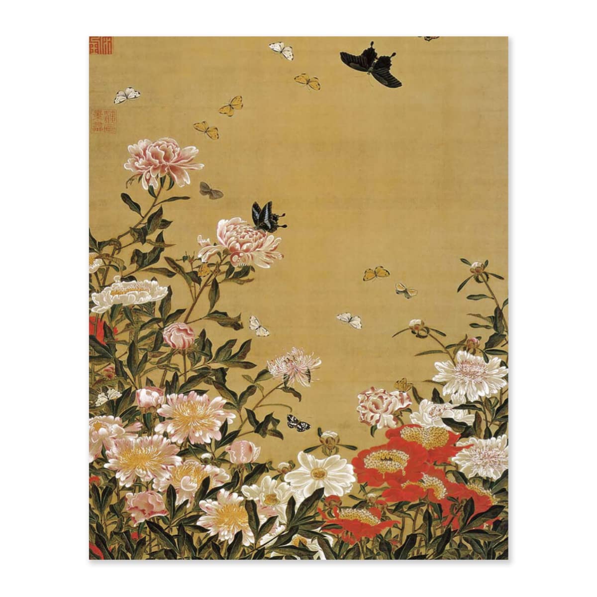 Amazon.co.jp: デジタル油絵 伊藤若冲 芍薬群蝶図 数字油絵 数字塗り絵