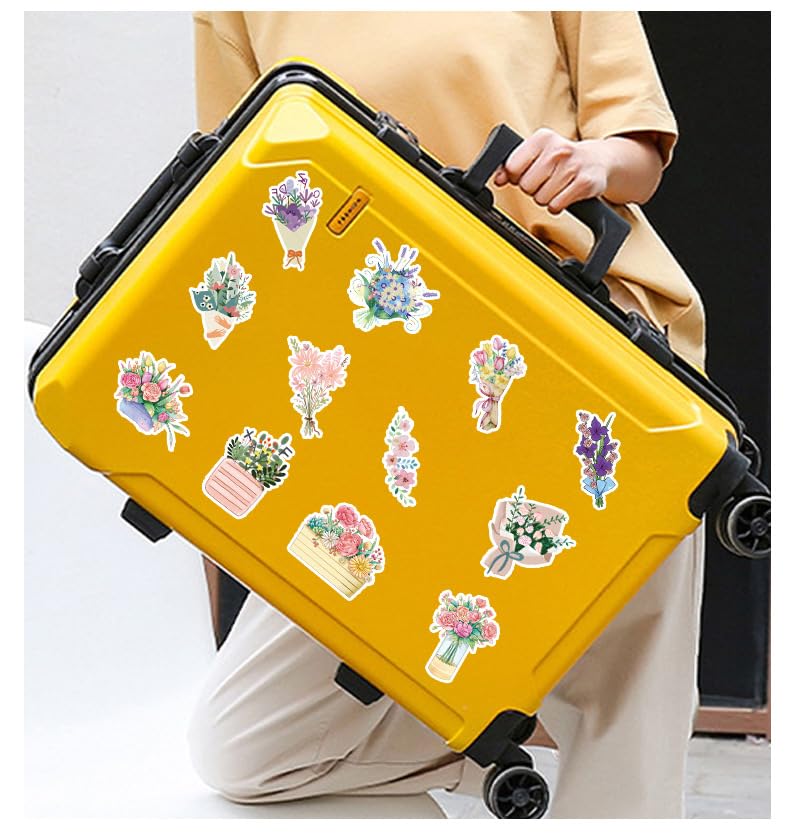 100 Pcs Bouquet Stickers for Water Bottle,Phone,Guitar,Laptop,Skateboard,Luggage,Holding Flowers Nordic Style Stickers Waterproof Vinyl,Graffiti Decorate for Teens Girls Boys Child Motivate Gift - Image 4