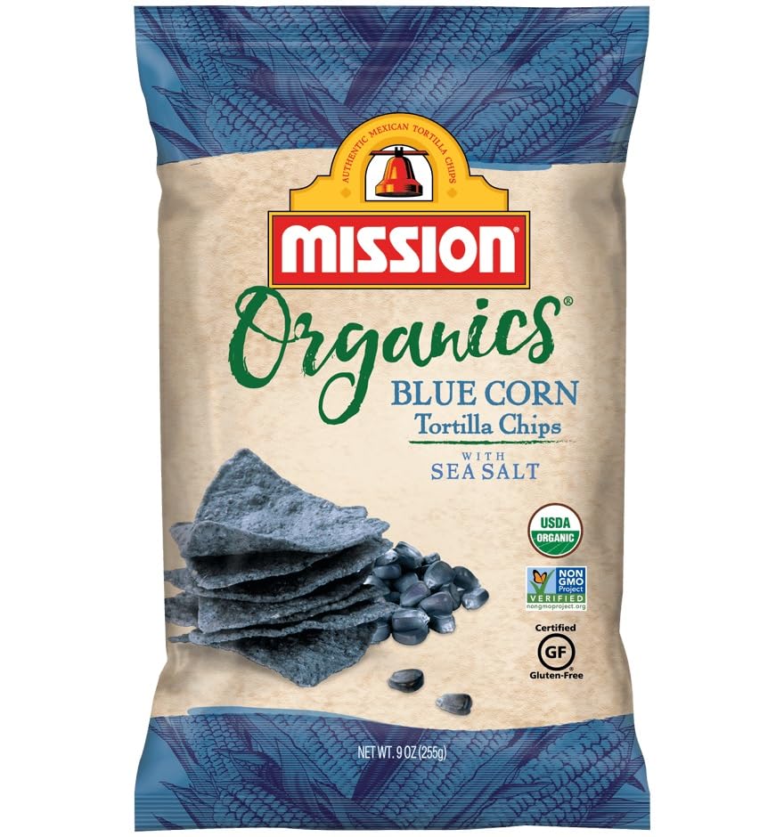 Mission Organics Blue Corn Tortilla Chips 9 oz. (Pack of 4)