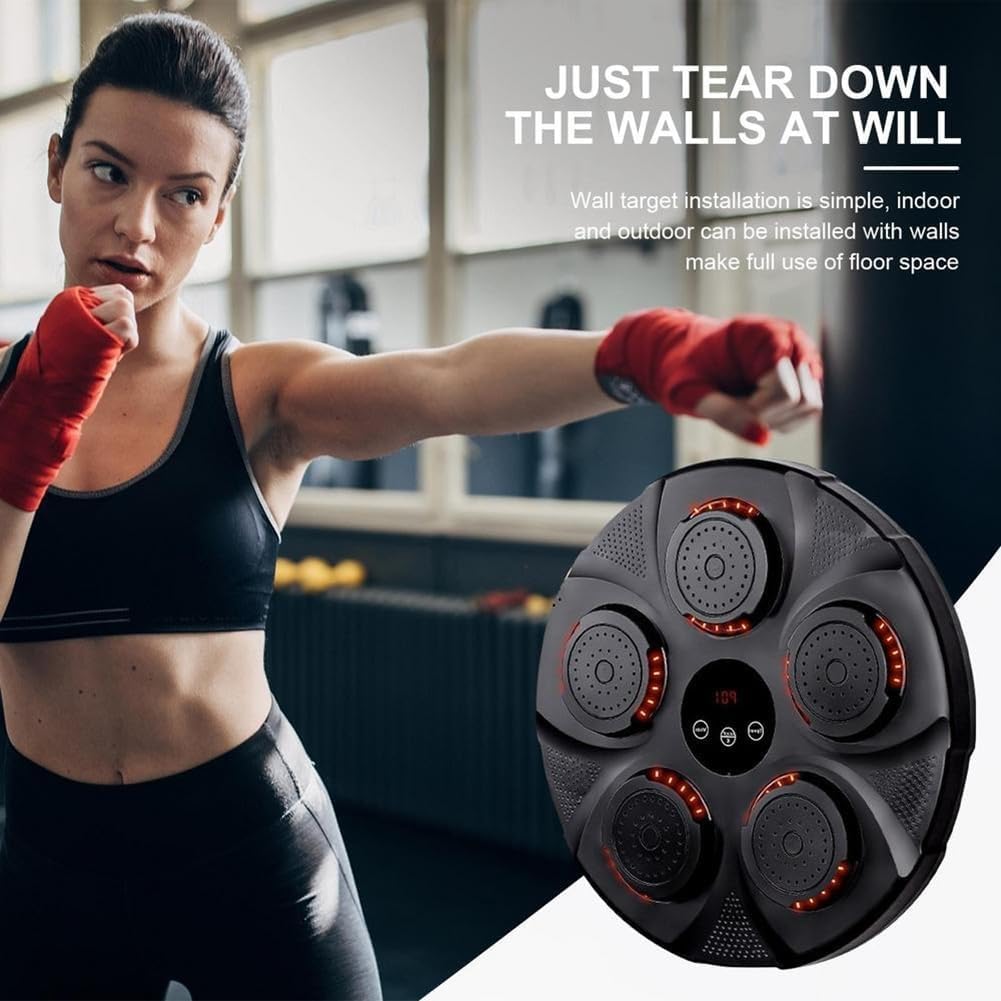 Máquina de boxeo electrónica con música, equipo de entrenamiento de boxeo montado en la pared, aplicación de boxeo para fitness, objetivo de pared con música electrónica para entrenamiento de boxeo