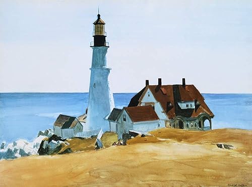 Miniatura 1 de buyartforless Galería Wrap Faro y edificios Portland Head Cape Elizabeth Maine 1927 pulgadas por Edward Hopper - Lienzo bocetado, 16 x 12 pulgadas