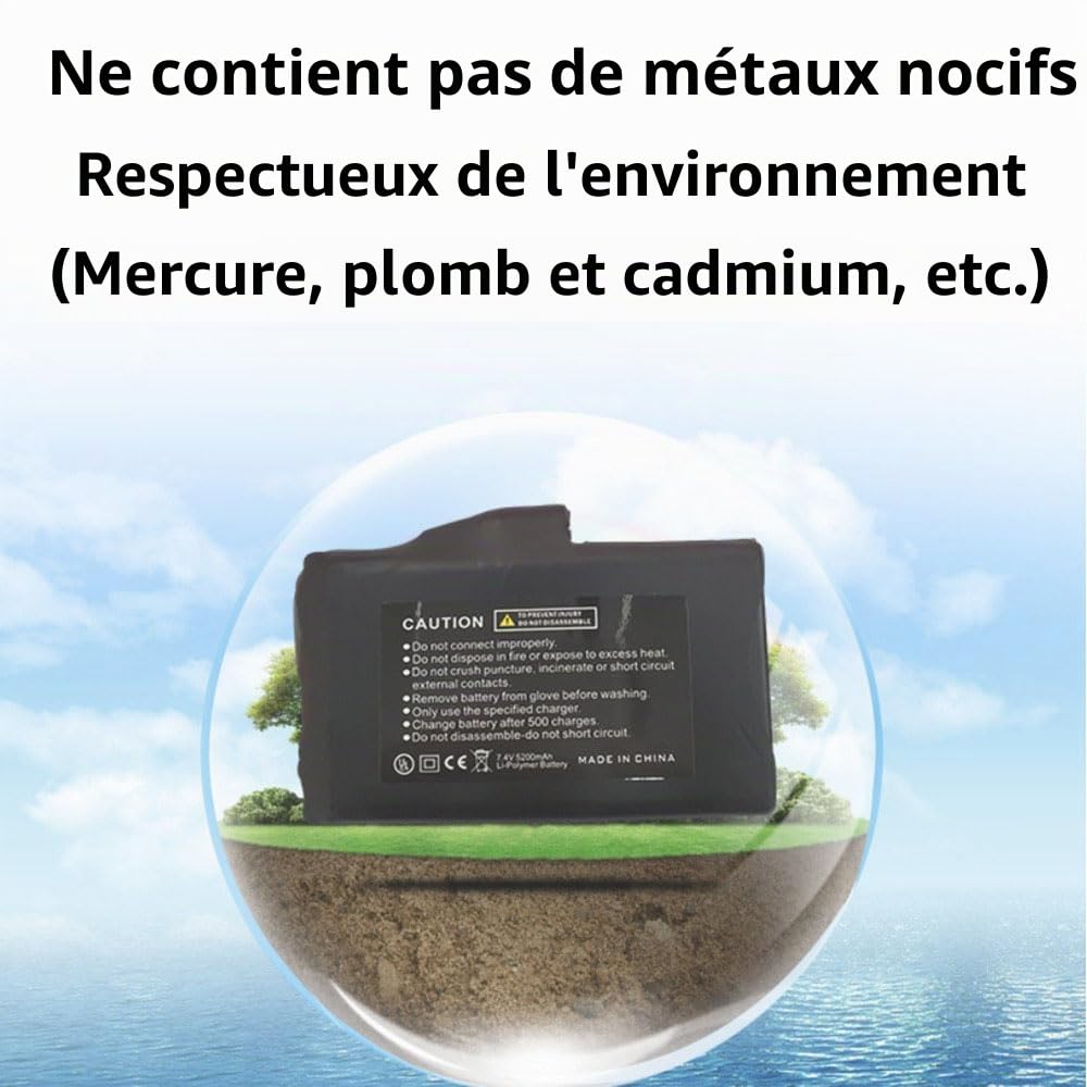 Lot de 2 Batteries Li-polymère Rechargeables de Rechange pour Gants Chauffants, Vestes, Chaussettes, Gilet (7,4 V 2200 mAh)
