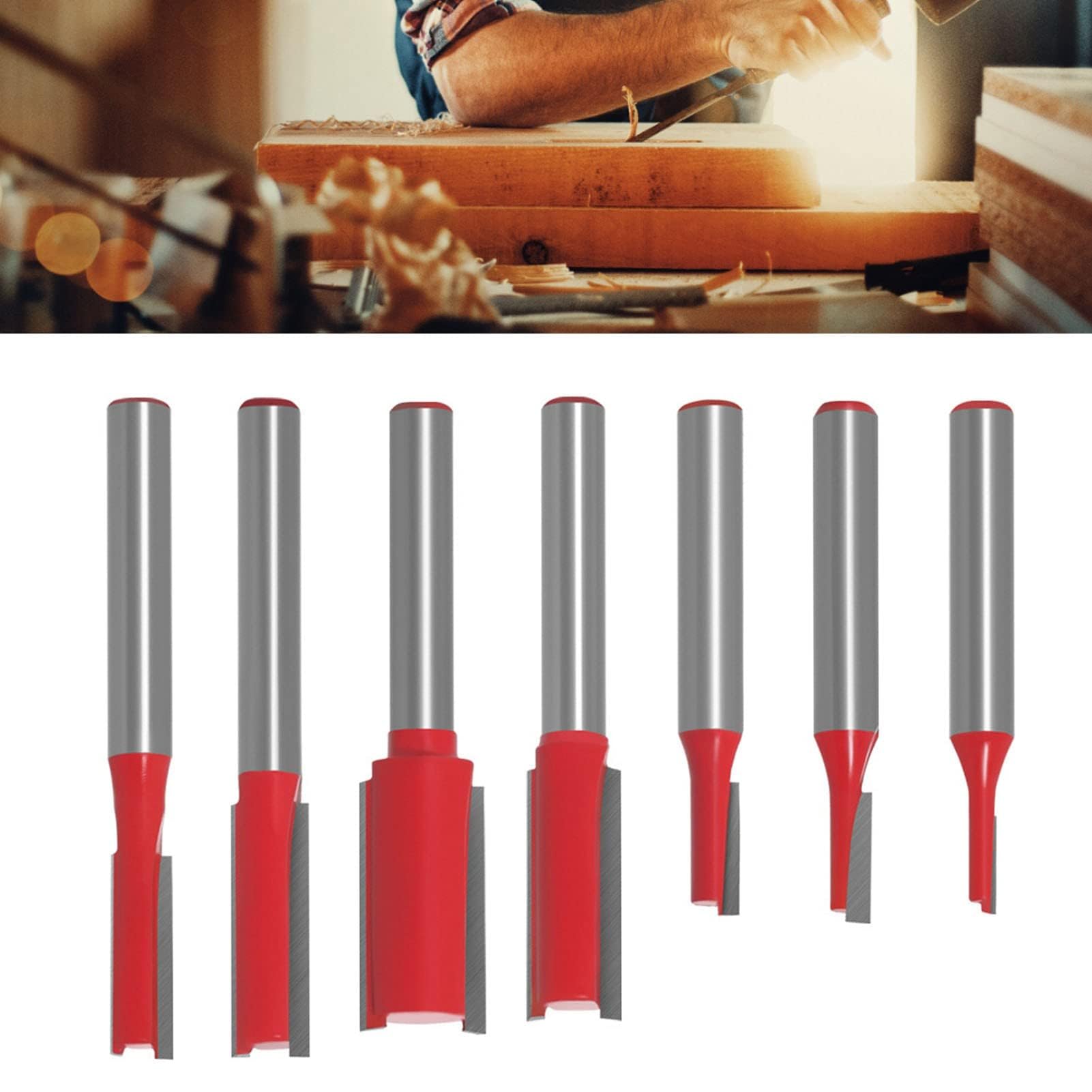 7 Pezzi Punte per Fresatura a Filo Punte per Fresatura a Doppio Flauto Punte per Fresatura Diritta con Gambo da 6mm per Scanalatura della Lavorazione del Legno