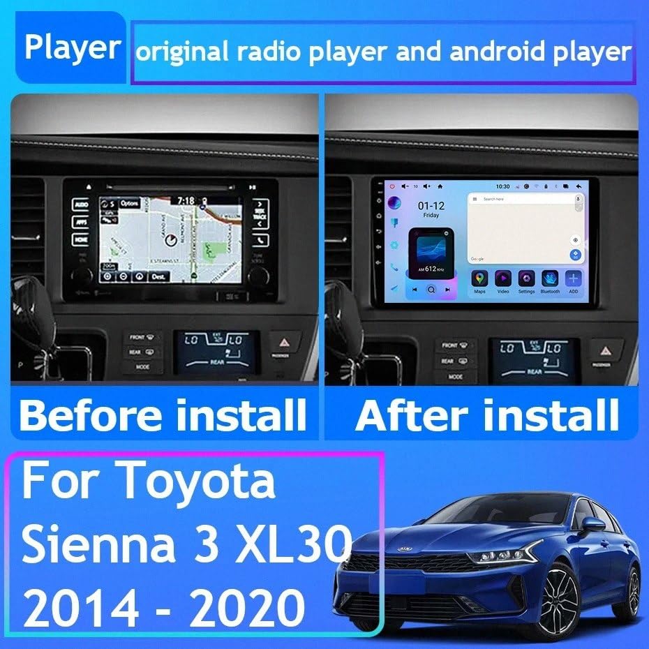 Radio Coche 2 DIN con Carplay Inalámbrico, Mirror Link y Bluetooth para Auris 1 2