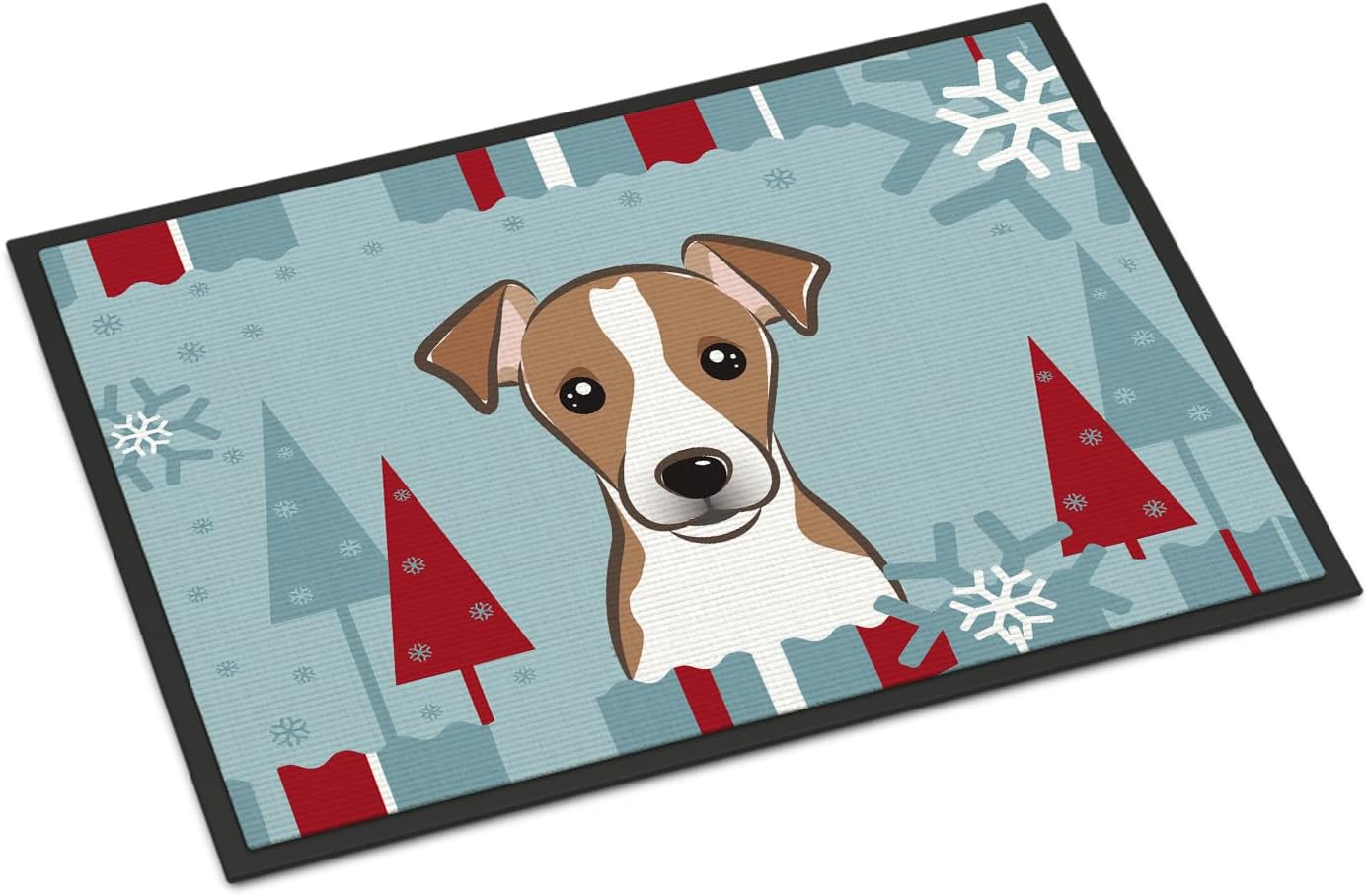 Caroline's Treasures BB1756JMAT Winter Holiday Jack Russell Terrier Doormat 24x36 Front Door Mat Indoor Outdoor Rugs for Entryway, Non Slip Washable Low Pile, 24H X 36W