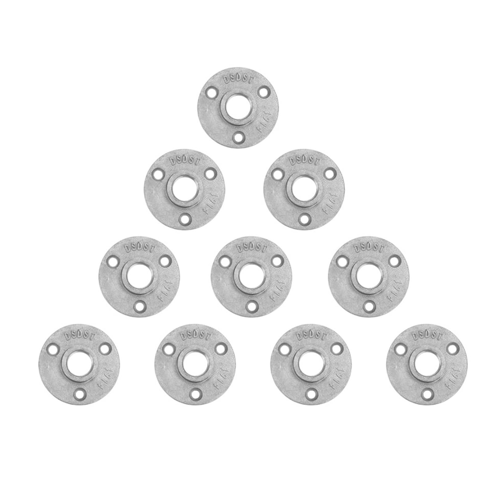 Ozliyy Aluminum Alloy 10Pcs 1/2" Aluminum Decorative Malleable Iron Floor/Wall Flange Dn15 Piece Hardware Tool Pipe Fittings