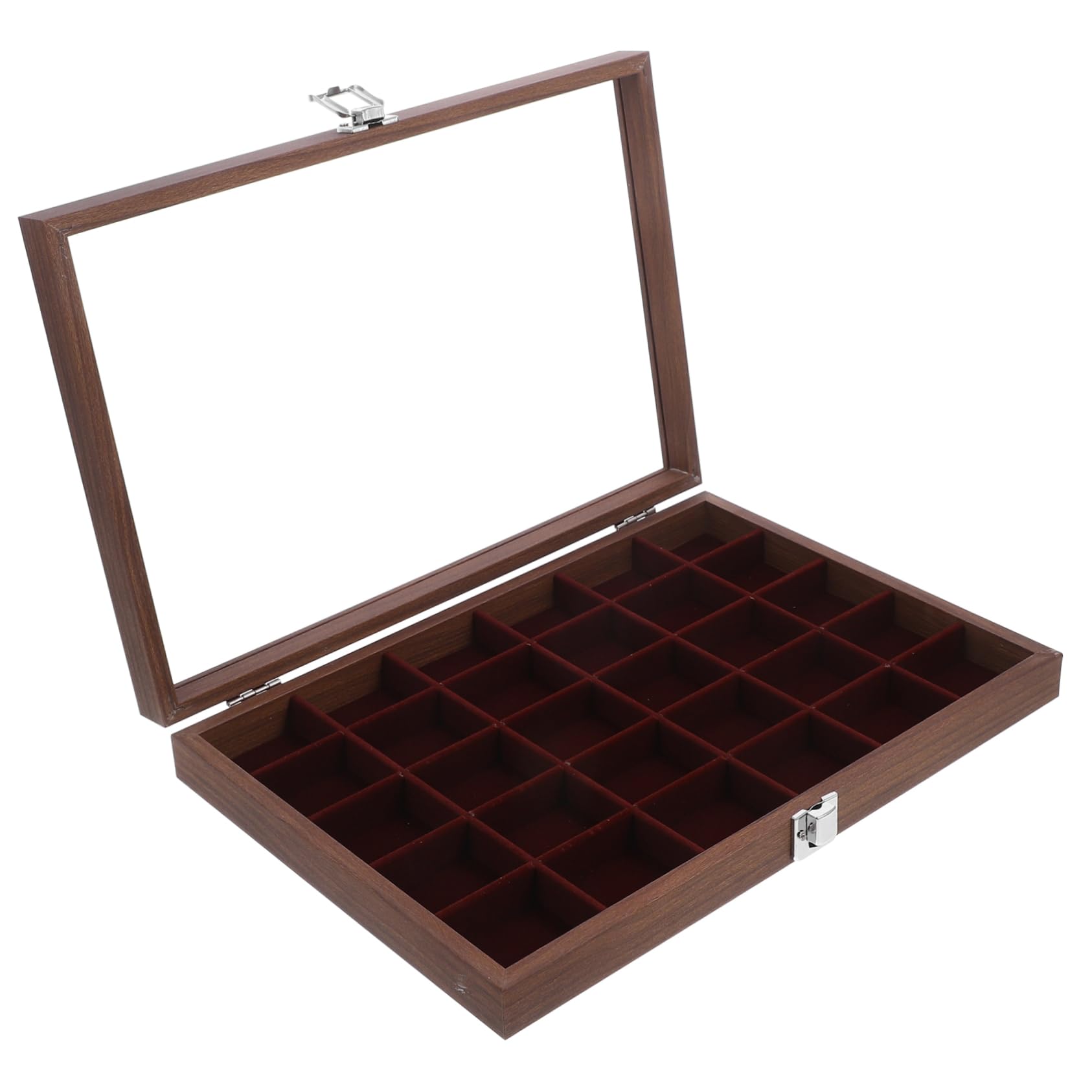 Teebeutel Aufbewahrungsbox 30 Fächer mit Glasdeckel | Braun, Rechteckig und Platzsparend, für Küche und Essbereich, Einfache Sortierung