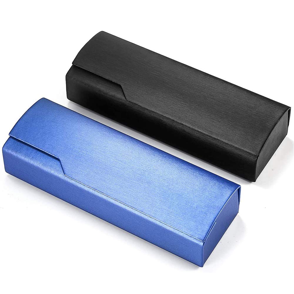 LWZko2 Piezas Estuche de Gafas, Estuche de Gafas Rigido, Estuche Rígido de Gafas, Caja de Gafas Portátil de Madera Que Absorbe Los Golpes para Exteriores, Adultos, Niños, Negro, Azul
