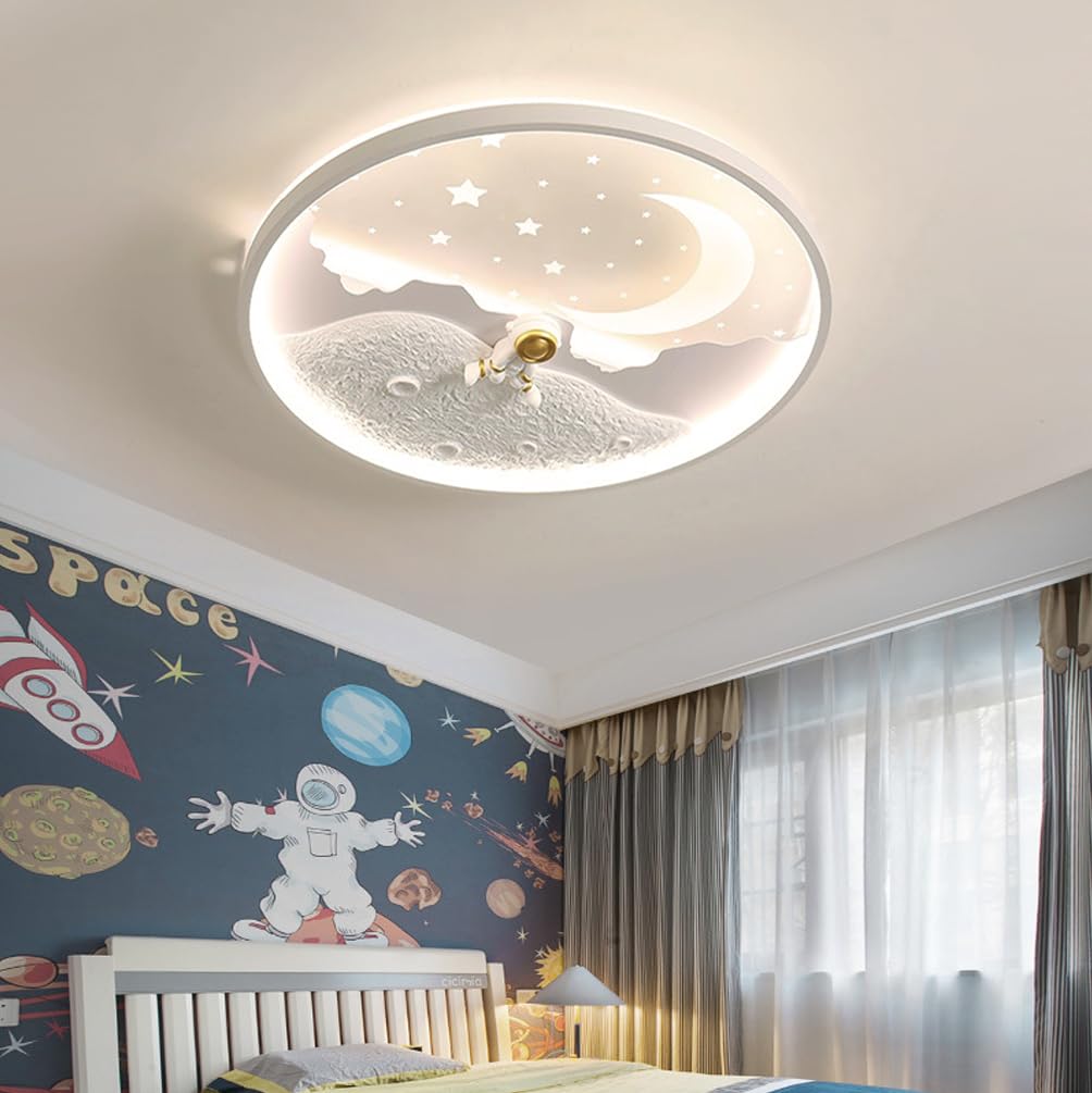 Lampara techo infantil Led Lámpara de Astronauta Galaxia 46W Lámpara de Techo Para Habitación Infantil, Estrellas Iluminación de techo Ø50cm (Modelo C)