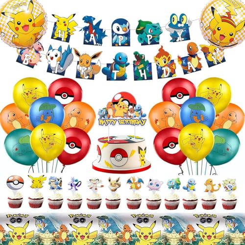 44 Geburtstagsdeko Kindergeburtstag Deko mit Folienballon Latex Luftballons Happy Birthday Banner Tischdecke Kuchen Deko