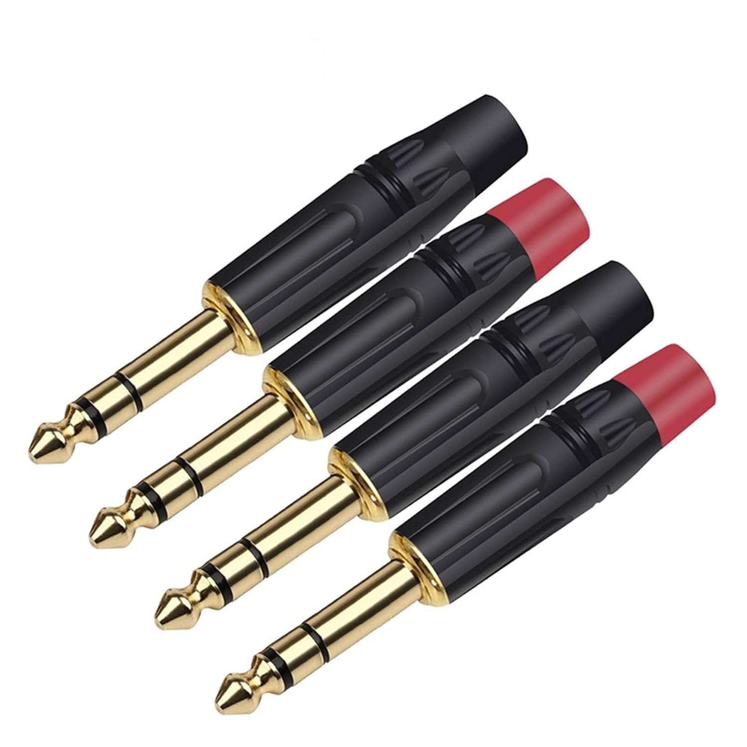 100Pcs Stereo 6.35MM Jack 6.3MM Male Plug Soldering Wire Connector 1/4 Inch Stereo Microphone Plug Jack Connector (Color : 50xBlack50xRed)