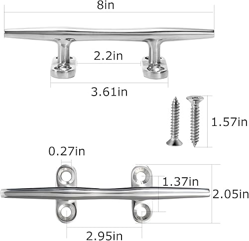 Miniatura 2 de CHANGE MOORE Tacos de barco, tacos de barco de 4568 pulgadas, tacos de muelle de acero inoxidable 316 con base abierta (paquete de 1, 2, 4), tacos
