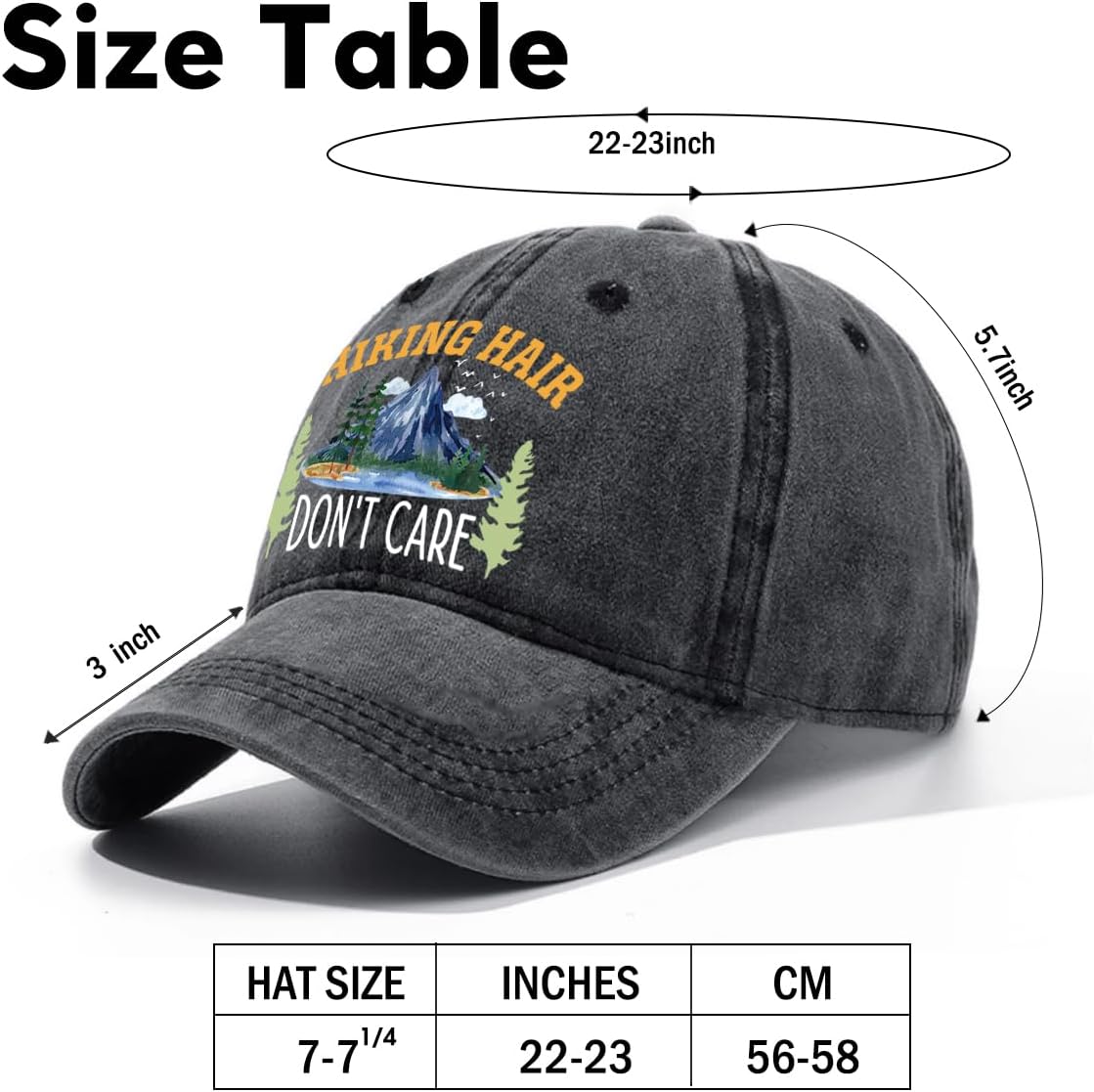 Hiking Adjustable Washed Cotton Baseball Cap, Funny Retro Trucker Hat Gift for Men Women Dad Mom Hiking Lover - Image 2