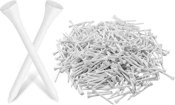 Bamboo Golf Tees 1000/500 PCS 2-3/4 & 3-1/4 inch Length | Professional Natural Bamboo Golf Tees, Durable and Low Friction