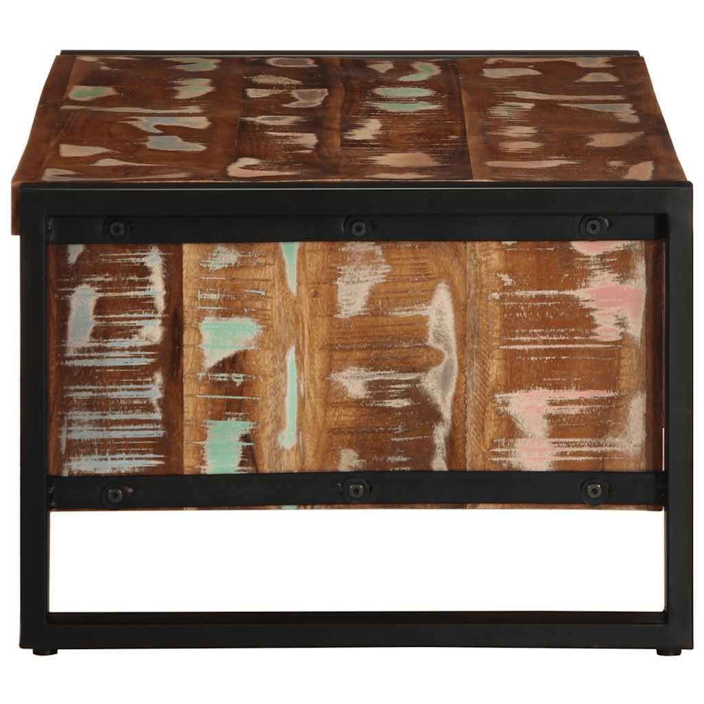 Stolik kawowy wielokolorowy drewniany stolik kawowy uchwyt do przechowywania, stabilna szafka pomocnicza 90 x 50 x 36 cm lite drewno z recyklingu
