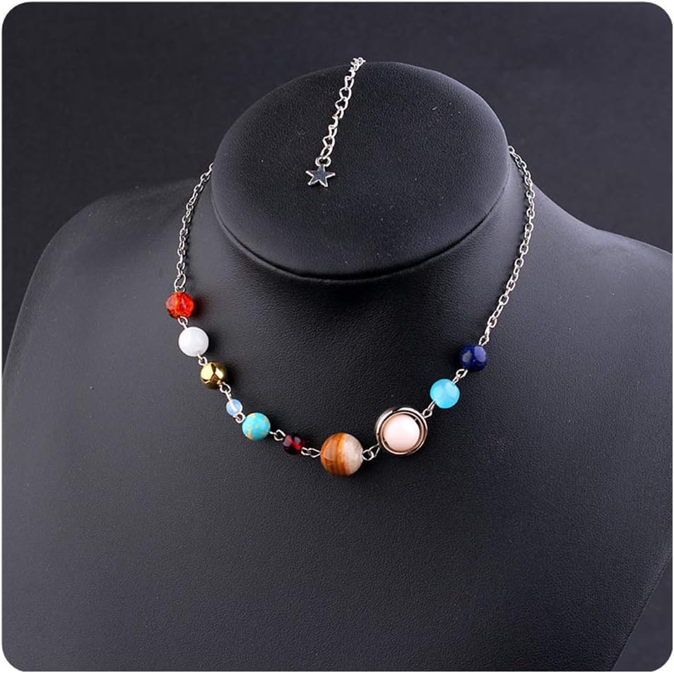 COLORFUL BLING Universe Galaxy the Eight Planets Pendant Necklace Guardian Star Space Sun Moon Star Celestial Necklace in the Solar System for Women Gifts - Image 4