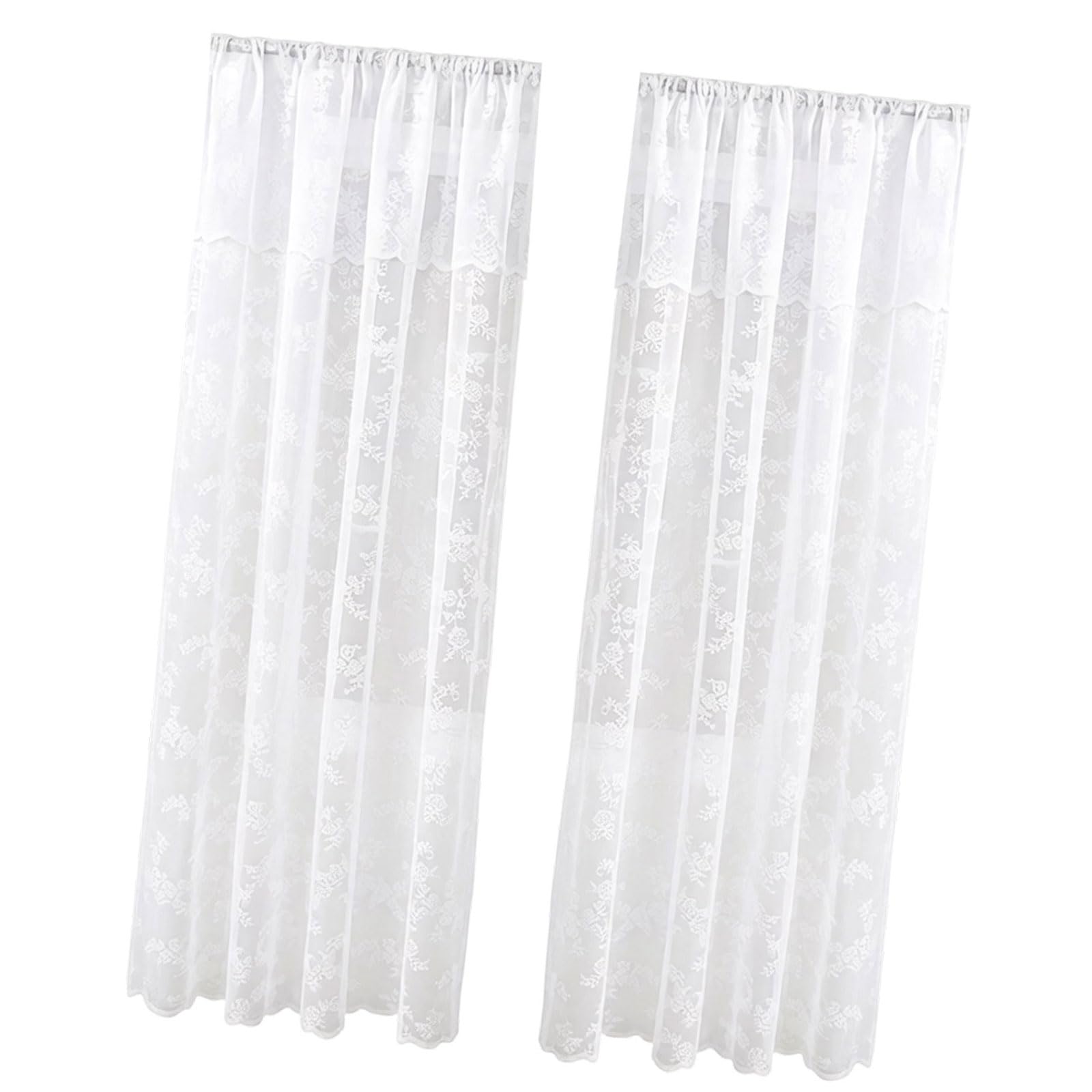 Rideaux en dentelle de qualité supérieure lot de 2 voilages élégants au motif rose
