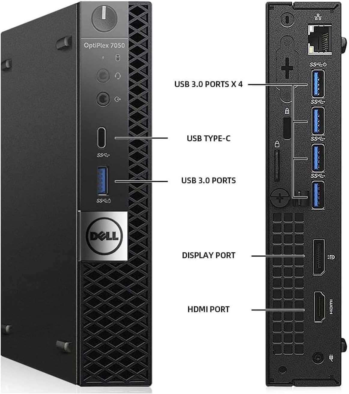 Dell Optiplex 7050 Mini Desktop, Windows 11 Pro, Intel Core i5-7500T 4-Core 2.70GHz, 8GB DDR4 RAM, 256GB SSD, Keyboard & Mouse, USB WiFi, USB BT(Renewed)
