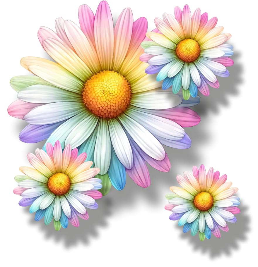 x9 Colourful Daisy Flower Vinyl Sticker,...
