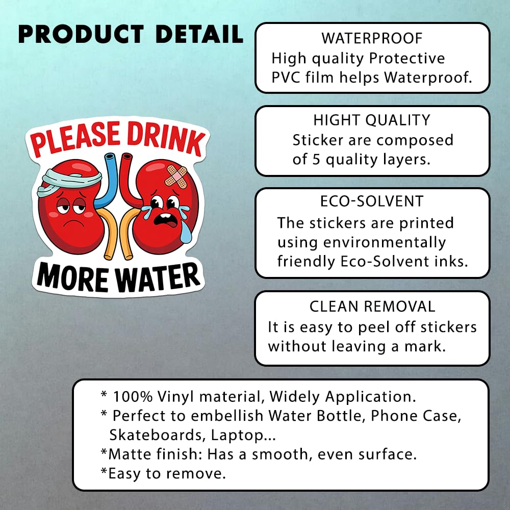 Lustige, motivierende Hydratationserinnerung, Vinyl-Aufkleber für Laptop, Becher, Hydroflaschen, Wasserflaschen, 7,6 cm, 3 Stück