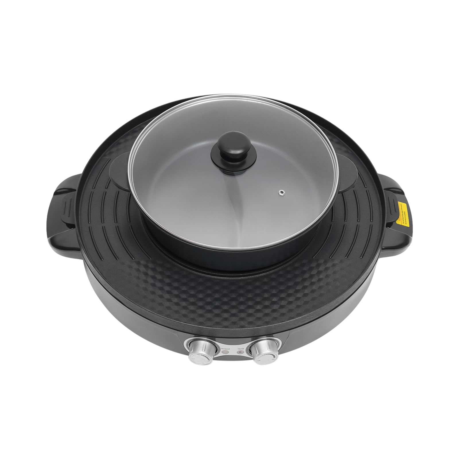 Hot Pot grill elektryczny 2 w 1, 2200 W, garnek elektryczny, wielofunkcyjny hotpot, grill stołowy z lejkiem i uchwytem, nieprzywierająca patelnia dla rodziny, na imprezę, 52 x 18,5 cm
