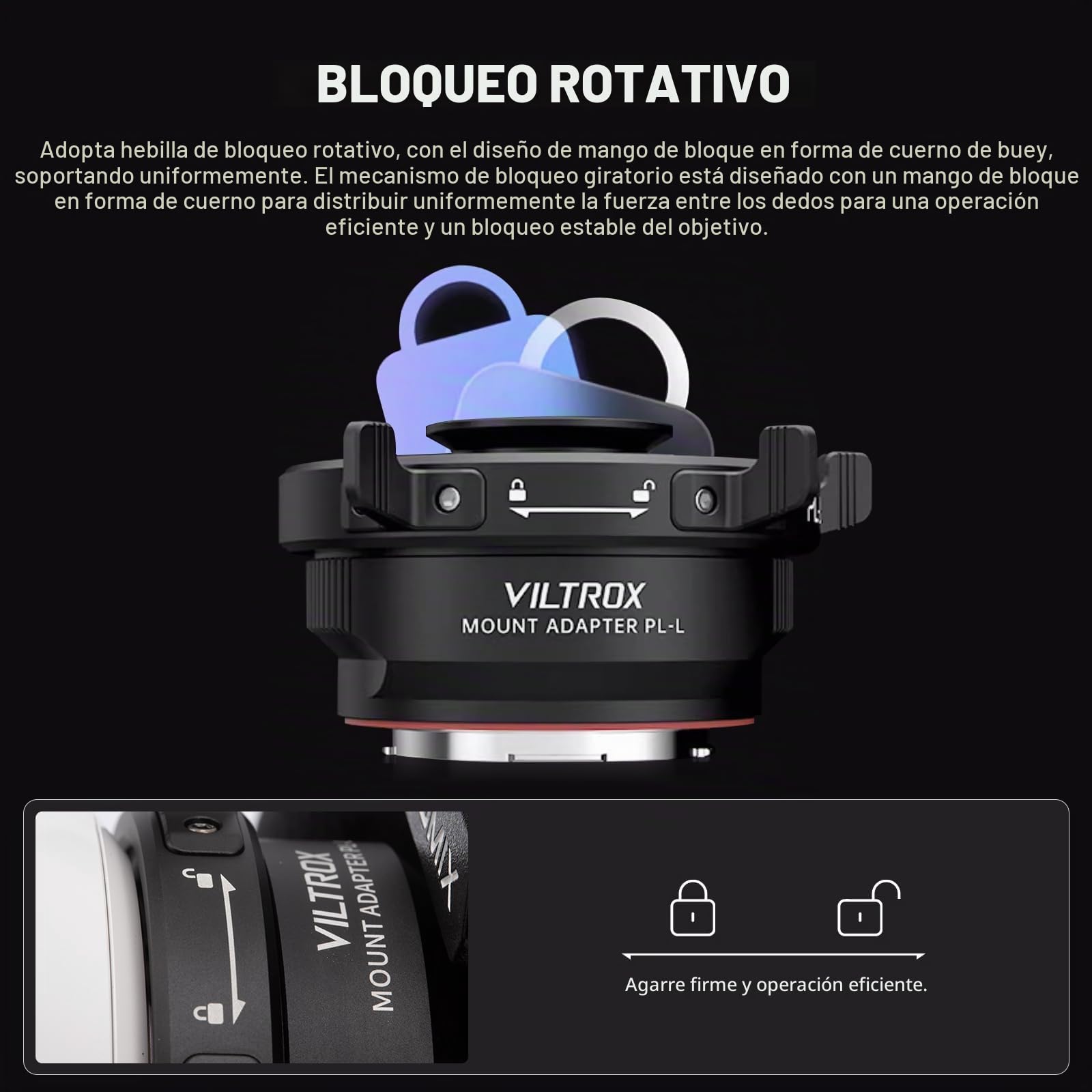 VILTROX PL-L Adaptador Lente Enfoque Manual Electrónico PL-L Adaptador MF Convertidor para Lente de Montura PL a Cámara de Montura L Panasonic S1 S1R S1H S5/Leica SL SL2 CL TL/Sigma fp L