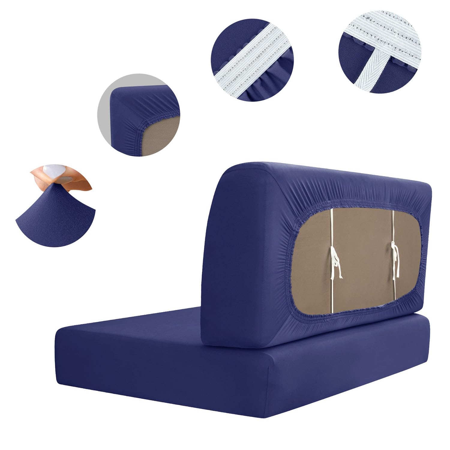 Housses De Coussin De Dinette De RV Imperméables, Housses De Siège De RV Ensemble De Cabine De Dinette Housses De Coussin De Banc (Bleu Marine,2 Housse de Dossier + 2 Housse de Banc)