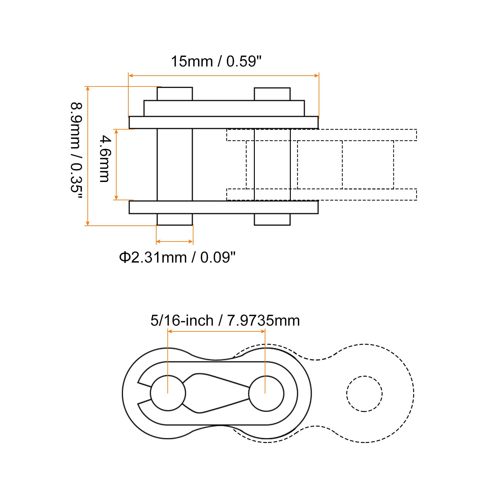 sourcing ap 6Pcs #80 Chaîne Décalage Dei Lien Rouleau, 1 Pas Carbone