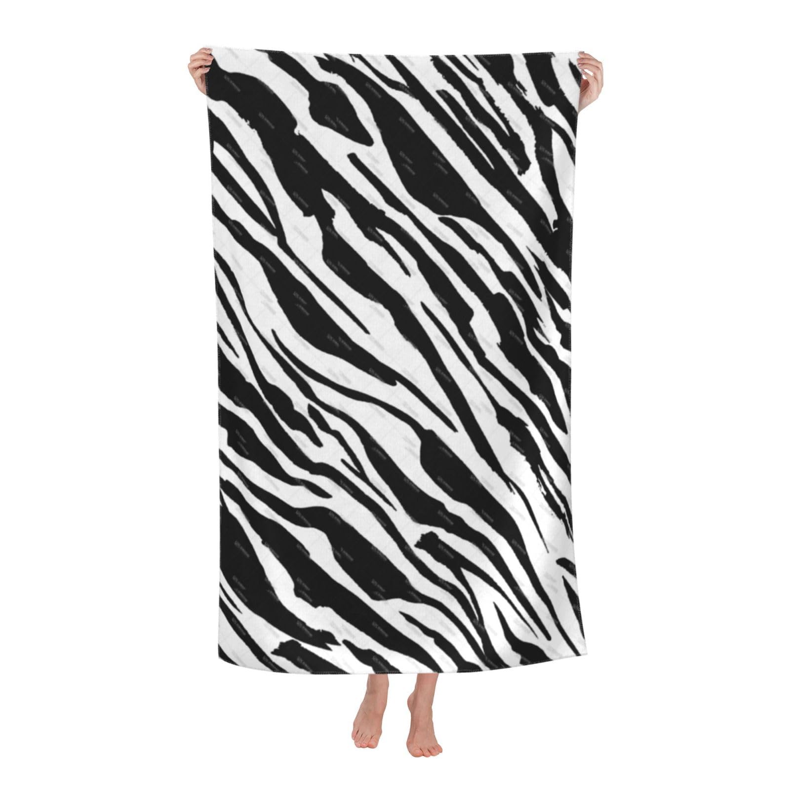 LSRCPD Beach Towel Black Zebra Pattern Microfiber Beach Towels Blanket Oversized Tropical Big Extra Large XL Pool Towels Quick Dry Sandproof for Women Girls Kids