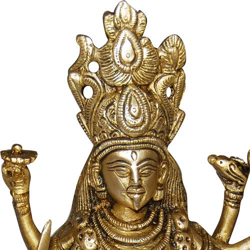 Shalinindia Hindu Deity Goddess Kali Statue Sulpture Brass Décor, H: 9.25 Inches, W: 2 Kg #TOP1