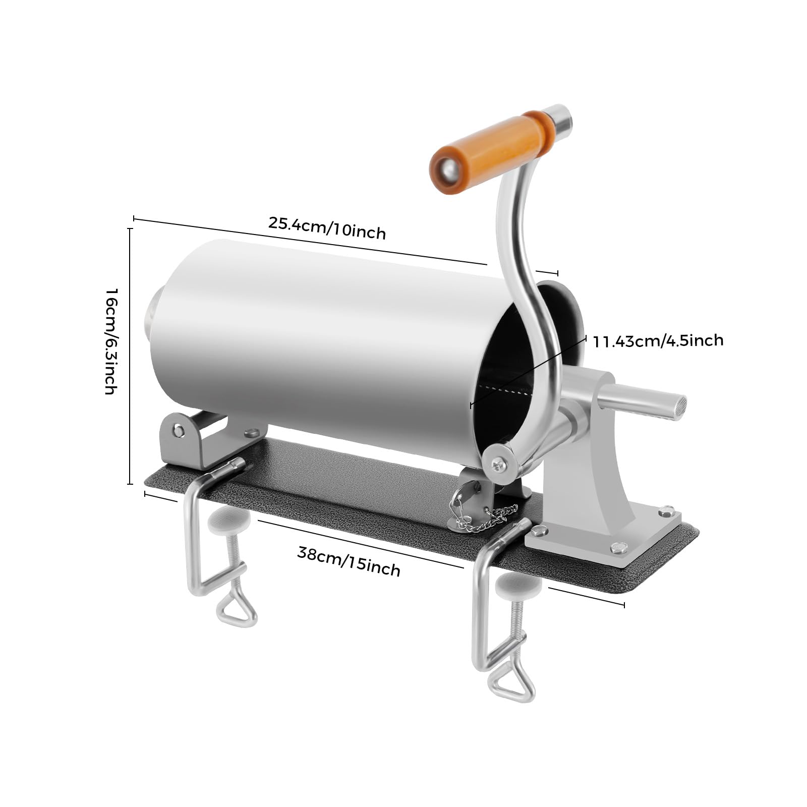 Cocina manual de salchichas de acero inoxidable de 3 litros con 4 tubos de llenado y 2 tornillos de sujeción, manivela tipo embutido, prensa manual para salchichas, máquina manual para restaurantes