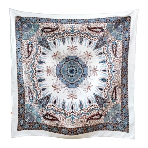 Écharpe carrée en sergé de soie HangErFeng luxe imprimé cachemire oriental
