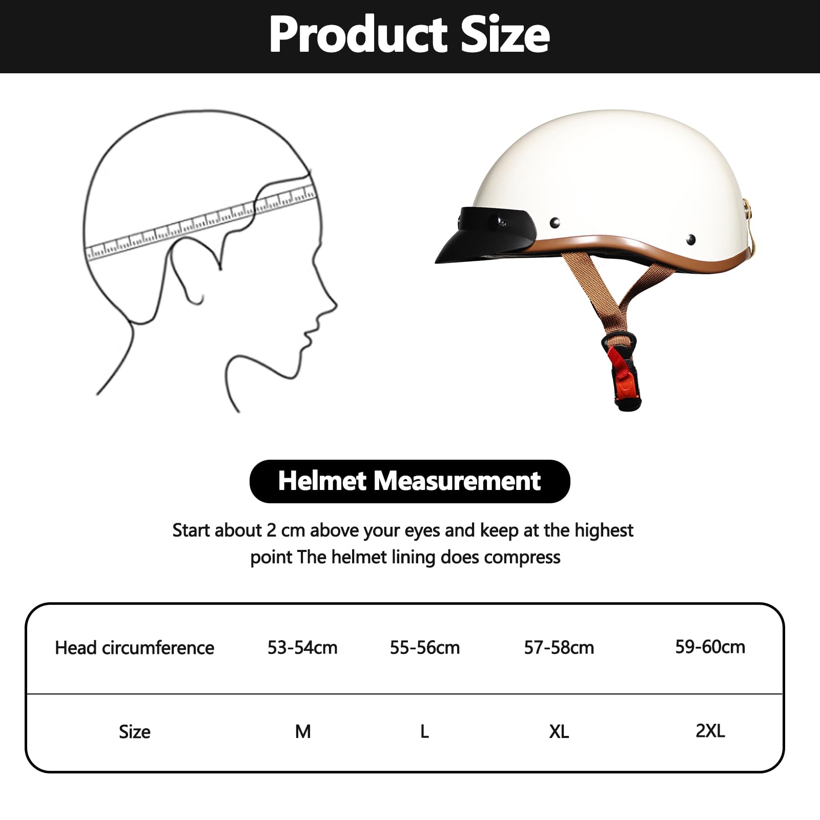Kask motocyklowy Harley, dla dorosłych, retro, stylowy, półotwarty kask z goglami, kask otwarty, kask do motoroweru, Vespa, biały w paski z goglami