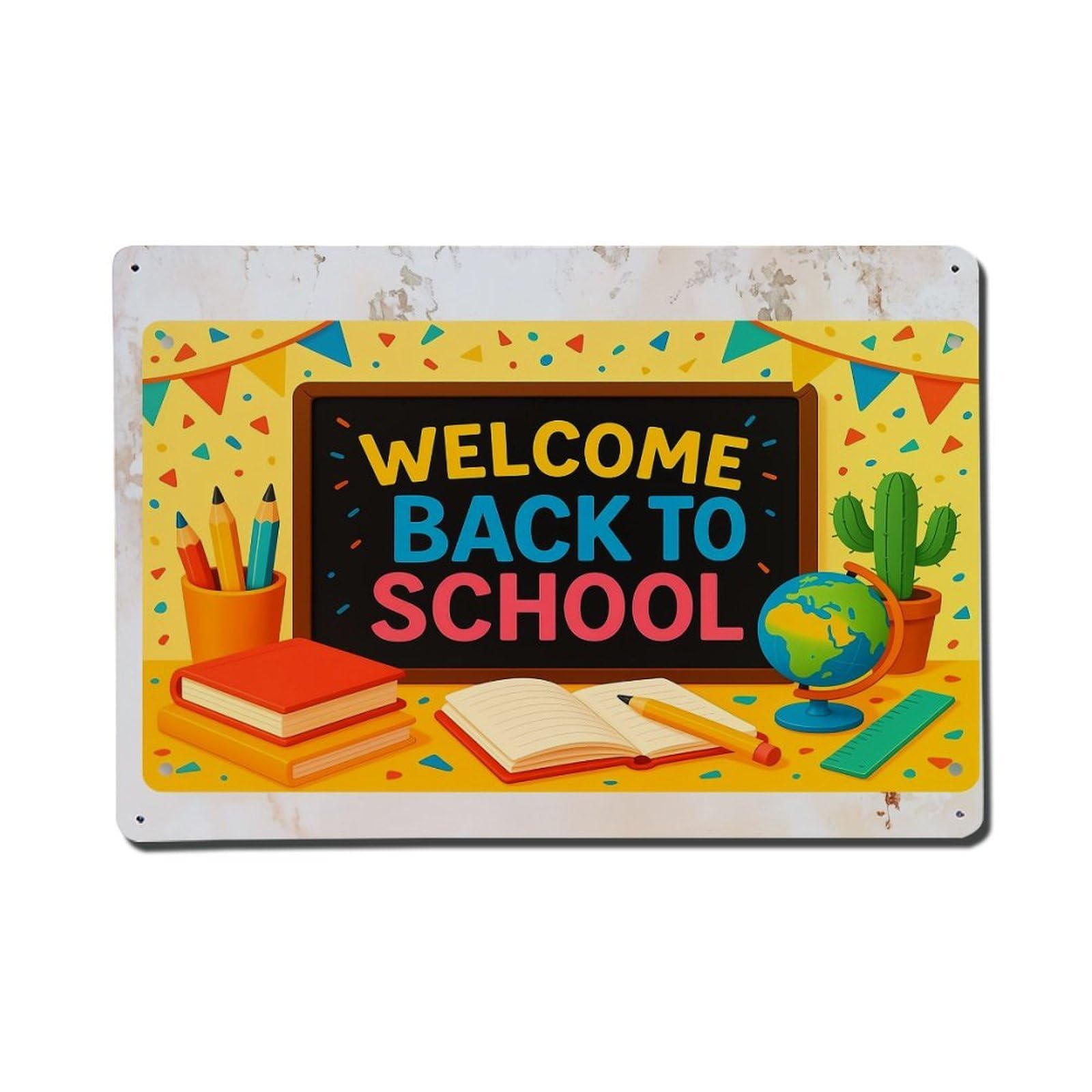 Welcome Back To School Vintage Tin Sign Retro Metal Wall Decor Metal Poster, Home Bar Garage Farmhouse Cafe Wall Art Decoration 8x12Inches