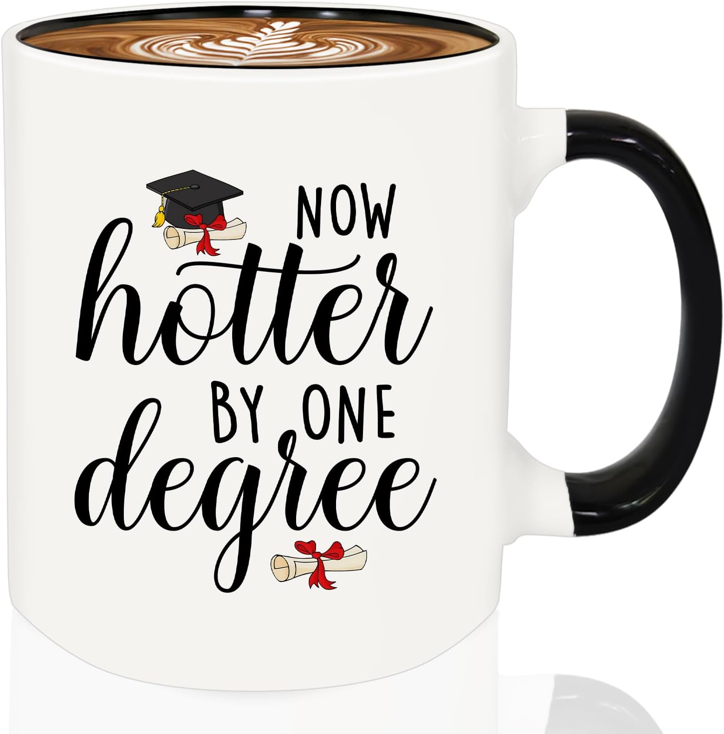 Graduation Gifts, Now Hotter by One Degree Coffee Mug, Funny Graduation Gifts for Her, Master's Degree PhD Graduates Grad College Gift for Her Him Friends (White&Black)
