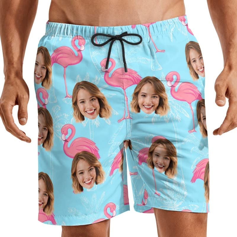 Custom Photo Swim Shorts with Faces Personalized Gifts for Mens Swim Trunks Customized Picture Beach Board Short