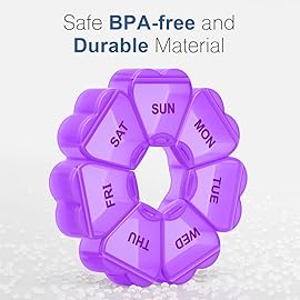 Large Weekly Pill Organizer, Pill Box 7 Day, KAPENS Daily Vitamin Case Large Capacity Compartments, Pill Containers for Fish Oil Medicine Supplements, Purple