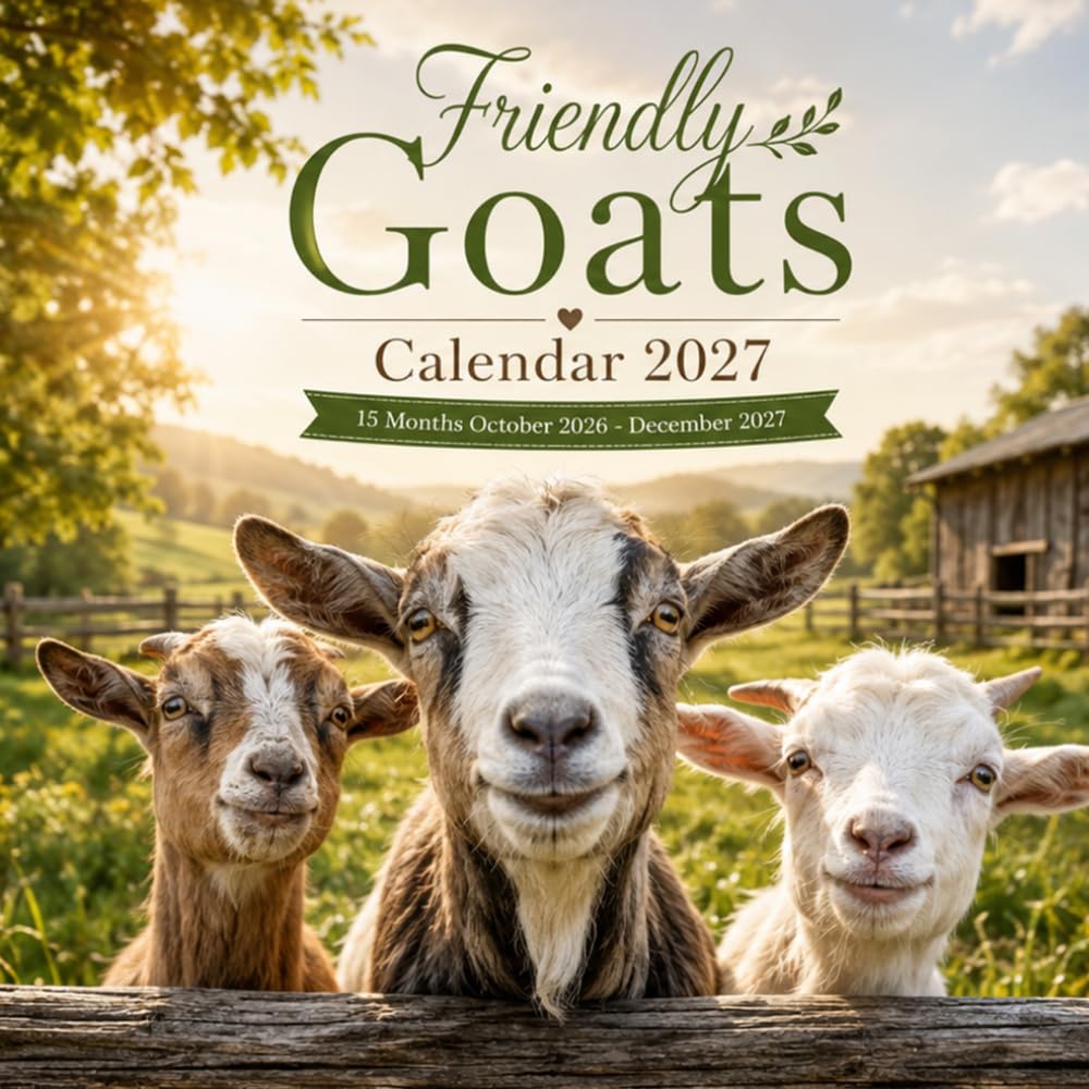 Friendly Goats Calendar 2027: 15-Month • October 2026 – December 2027: Adorable Goat Photography, Spacious Monthly Planning Pages