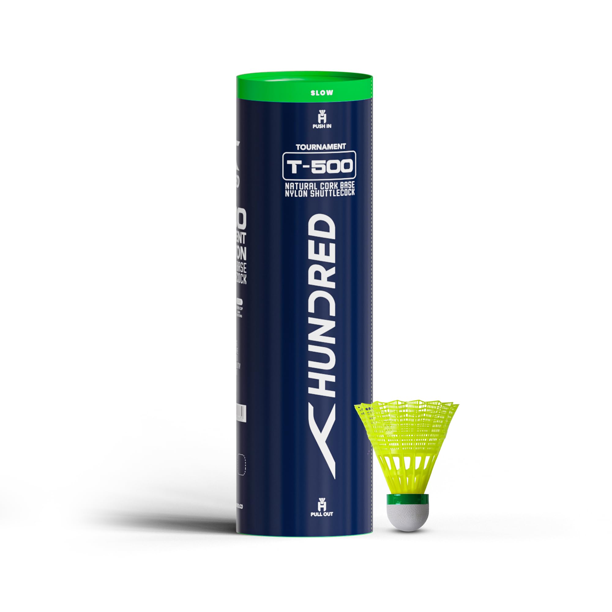 Hundred T 500 Nylon Badminton Shuttlecock - Slow (Pack of 6)