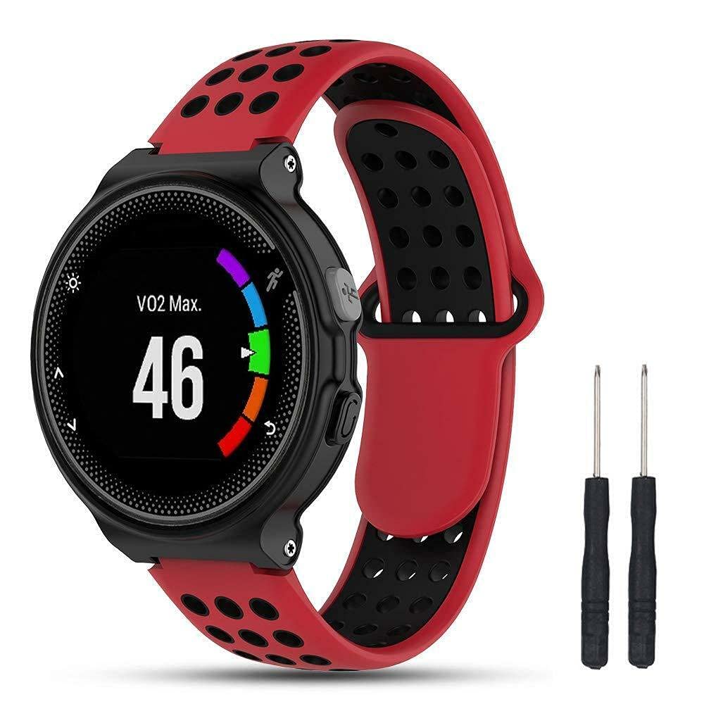 For Garmin Forerunner 220/230/235/630/620/735XT Silicone Sports Band Strap Strap Silicone Fitness Wrist Smart Watch Band Strap Breathable Garmin Approach S20 S5 S6 (Red/Black)