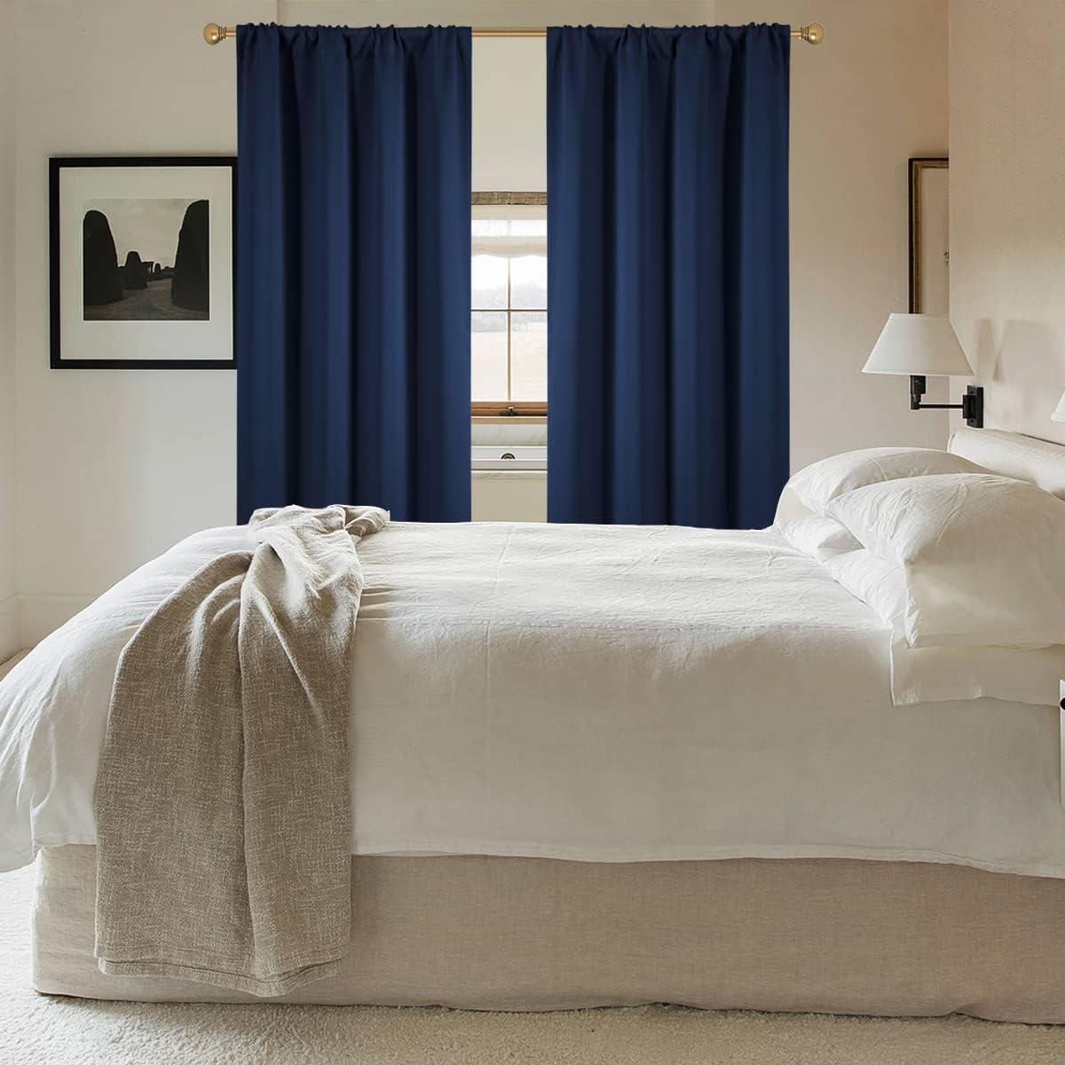 Diraysid Navy Blue Blackout Curtains for Bedroom and Living Room Thermal Insulated Room Darkening Curtains Drapes, 52 x 72 inch, 2 Panels