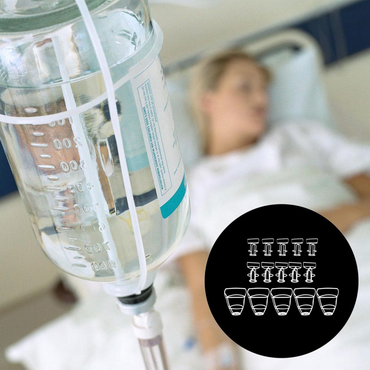 CLISPEED Lot de 45 porte-bouteilles de perfusion réutilisables à suspendre pour solution saline | Filet bouteille suspendu | Porte-gouttes pour solution saline
