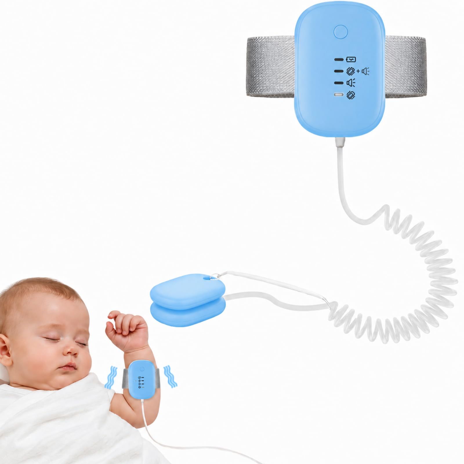 Alarme D’Énurésie Nocturne DodoGuard, Stop Pipi Enfant, Alarme Stop Pipi USB Rechargeable avec 3 Modes, Capteur Humidité Sensible pour Filles Et Garçons (Bleu)