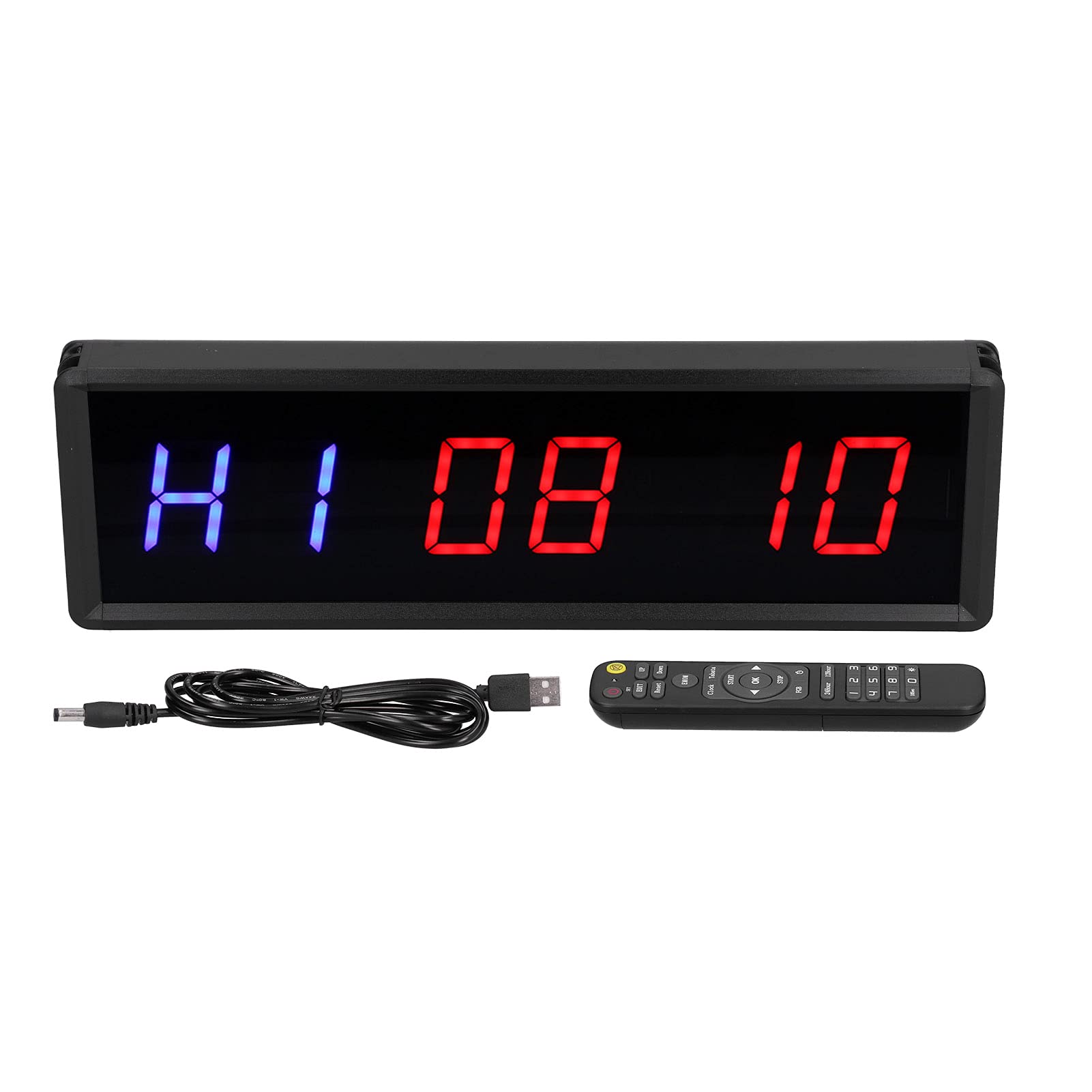 Fafeicy Horloge à Intervalles LED pour Salle de Sport à Domicile, Chronomètre télécommandé avec écran Contraste élevé, Adaptée pour la Boxe et l'entraînement en Plein Air