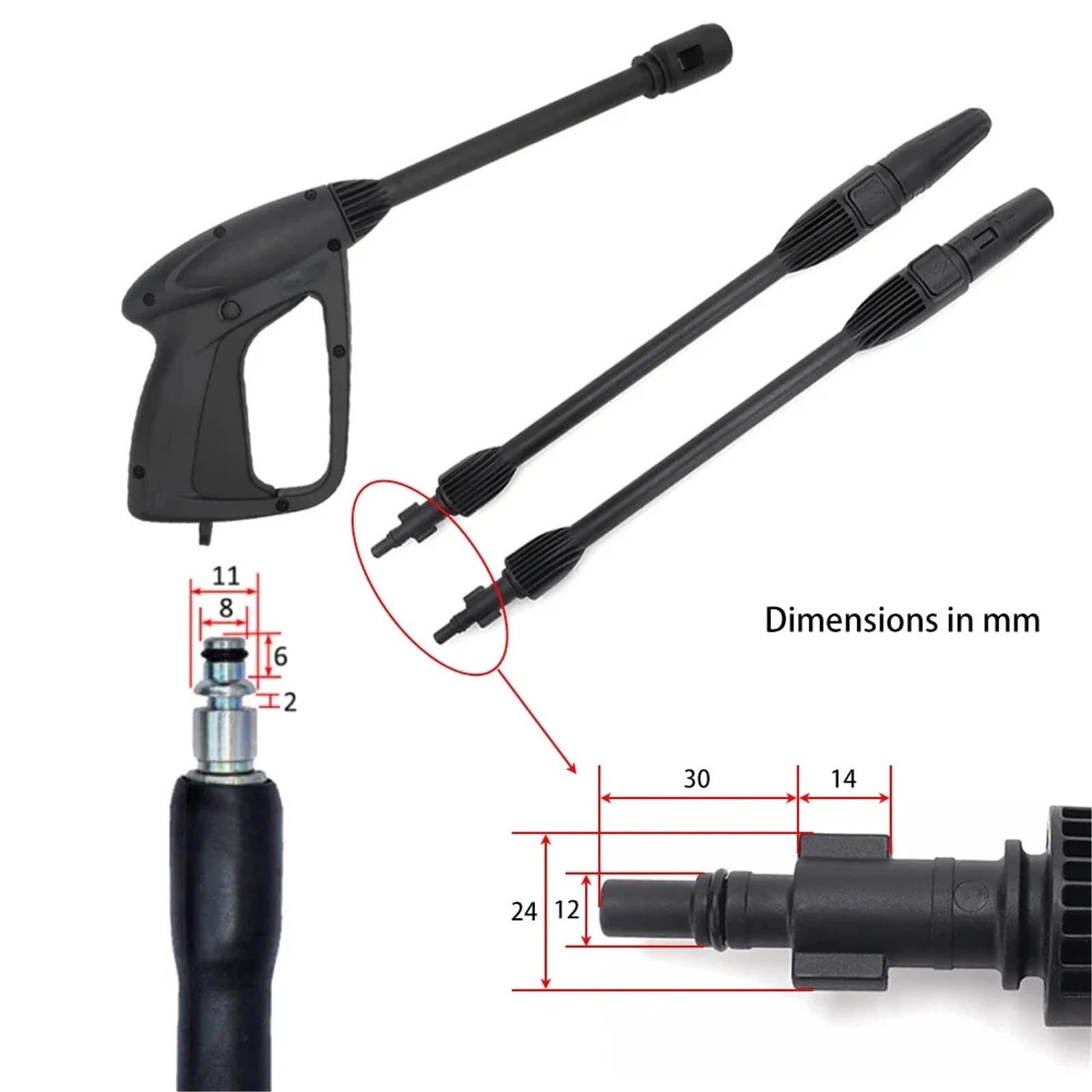 Genérico Compatible con Bosch, Compatible con Pistola pulverizadora de Alta presión, Boquilla de Lanza de Chorro, Accesorios for Pistola de Agua(Gun and Jet Lance)