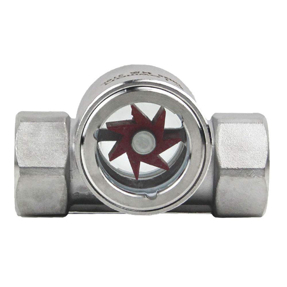 Indicador de flujo de agua BSP hembra a hembra de acero inoxidable 304 con impulsor de plástico para líquidos, gas, vapor y otros medios (paquete de 1)