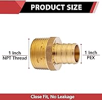 Vista 2 de EFIELD Pex - Juego de 2 adaptadores macho NPT de 1 pulgada x 1 pulgada de latón para engarzar, ASTM F1807, (PEX1807278-2PCS)