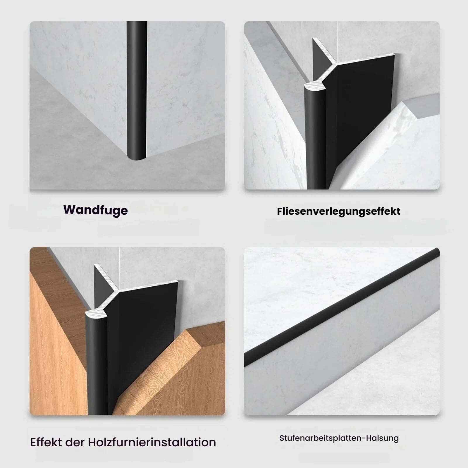 Aluminium-Fliesenkante Mit Abgerundeter Ecke 90 cm* 3 Stück – Für 8–16 Mm Fliesen, Kantenschutz, Rostfrei, Dekorative Abschlussleiste Für Wohnbereiche(Champagne,16mm)